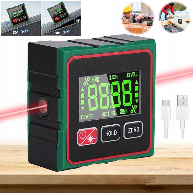 Digitální Měřič Úhlů LCD S Magnetem, Úhloměr, Elektronická Vodváha