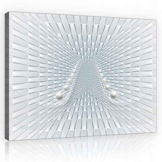 Obraz 80x60 Geometrická iluze prostoru – Minimalistický tunel bílé barvy