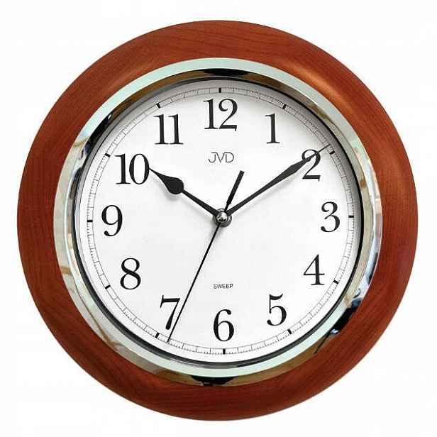 Dřevěné Kulatý Hnědé Tiché Retro Nástěnné Hodiny Jvd NS7111.41 29 cm
