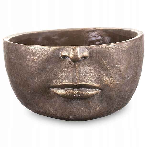 Květináč Betonová Hlava Zlatá Hnědá 18x38 cm Obal Na Květináč Obličej 20 40
