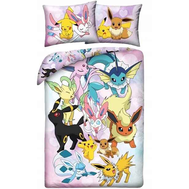 Ložní povlečení z mikrovlákna Pokémoni Pikachu a Eeveelutions