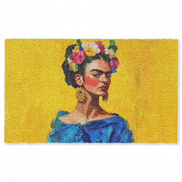 MuchoWow ROHOŽKA Frida Kahlo - Žena - Žlutá - Modrá - Květiny 150x90 cm