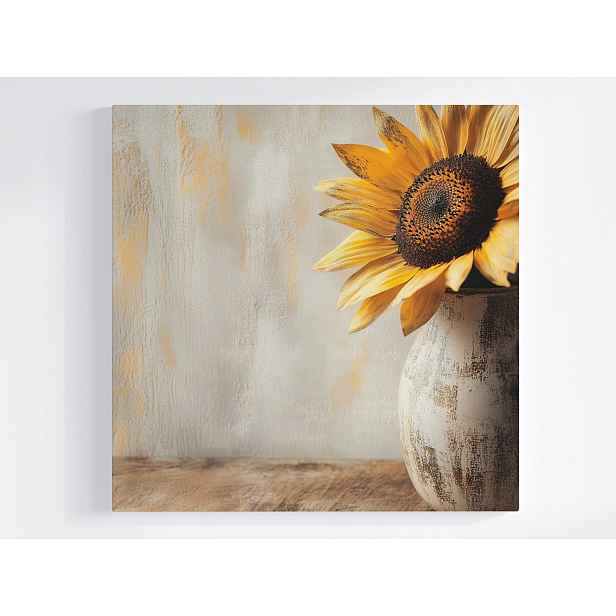 Obraz Na Plátně Canvas Dekorace Hliněná Váza Slunečnicový Květ 50x50