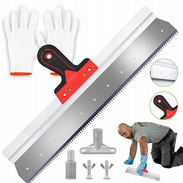 Ocelová špachtle 56*23 cm s ergonomickým držadlem pro cementové malty