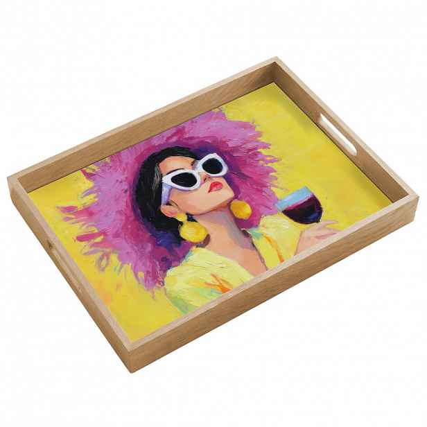 OnlyWow SERVÍROVACÍ PODNOS Žena - Klobouk - Fialová - Víno 50x35 cm