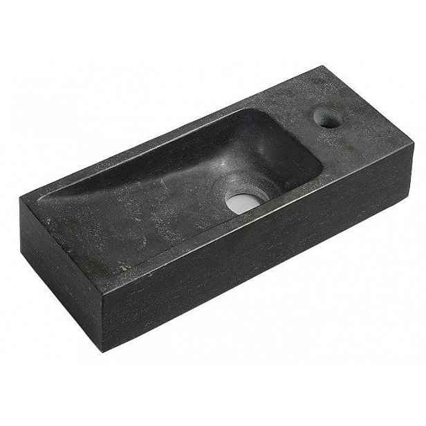 SAPHO - BLOK kamenné umývátko 38x14cm, baterie vpravo, antracit 2401-31