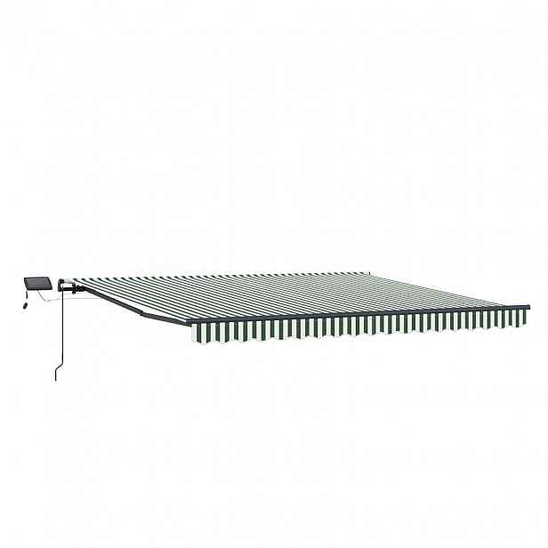 vidaXL Stahovací markýza Zelená a bílá 450 × 300 cm Látka a hliník