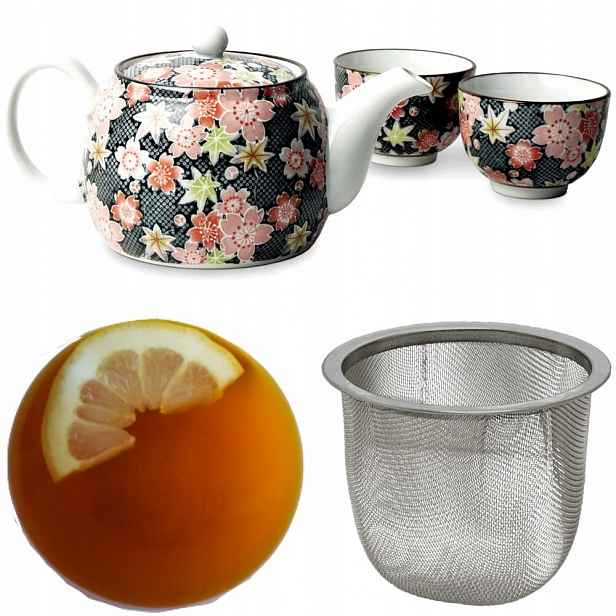 Japonský elegantní čajový set s barevným květinovým vzorem, džbán 600 ml