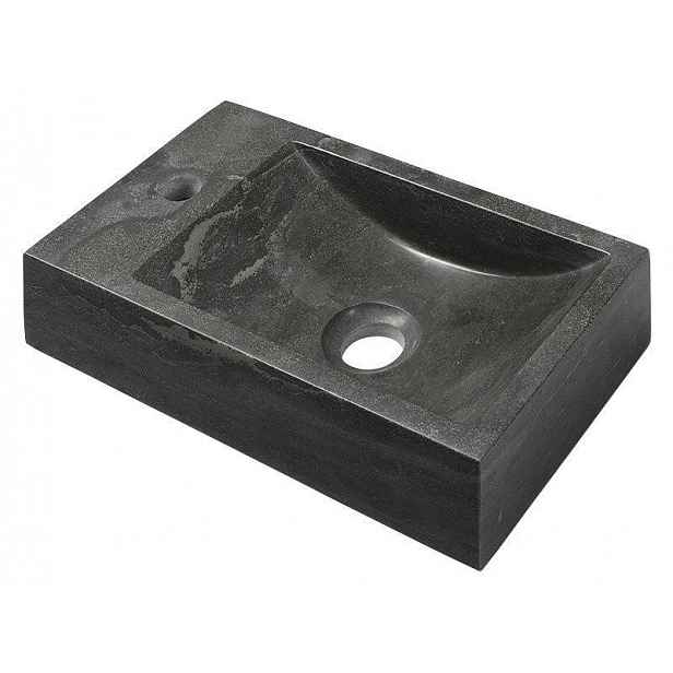 SAPHO - BLOK kamenné umývátko 40x22cm, baterie vlevo, antracit 2401-38