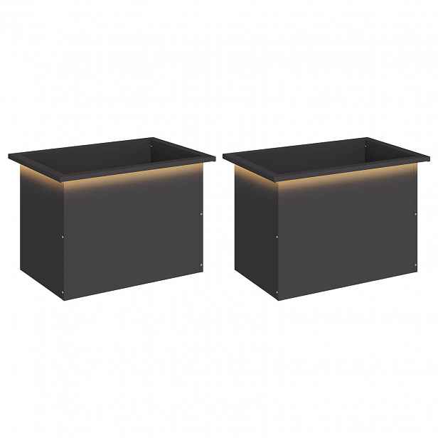 vidaXL Zahradní truhlík s LED osvětlením 2 ks Černá 40 × 60 × 40 cm