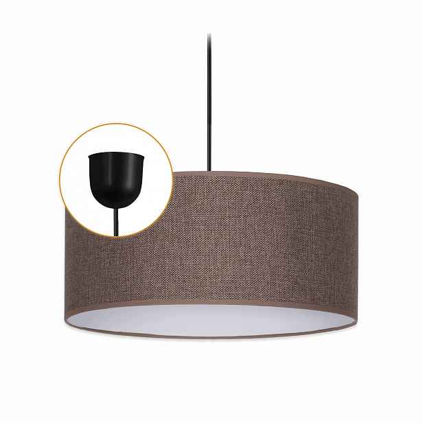 Závěsná Stropní Lampa Lustr Stínidlo Moderní Hnědá Len Led 35 cm E27