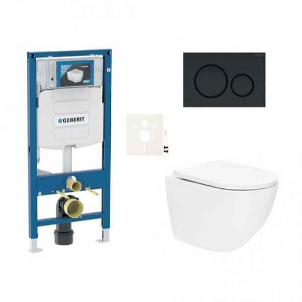 Závěsný WC set Geberit do lehkých stěn / předstěnová + WC SAT SIKOGESTOR67S20BL
