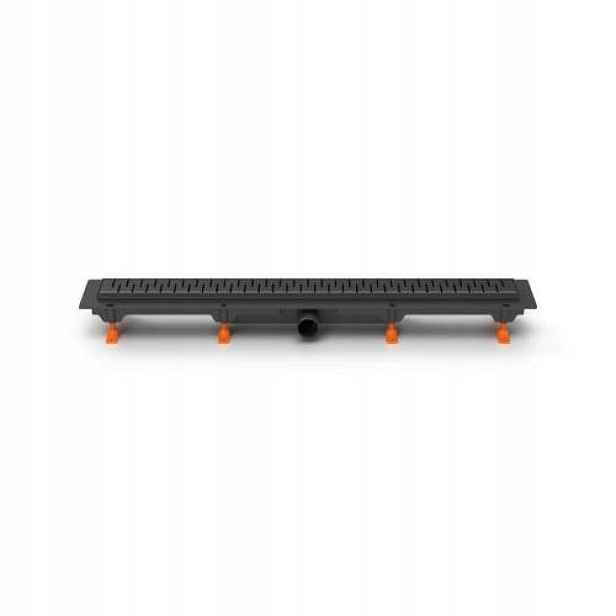 Žlab podlahový lineární 750 mm, D 40 mm, boční, medium mat, černý, Enpro