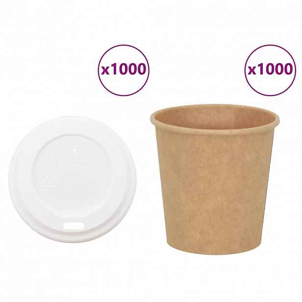 vidaXL Papírové kelímky na kávu s víčky 1000 pcs 4oz 100ml