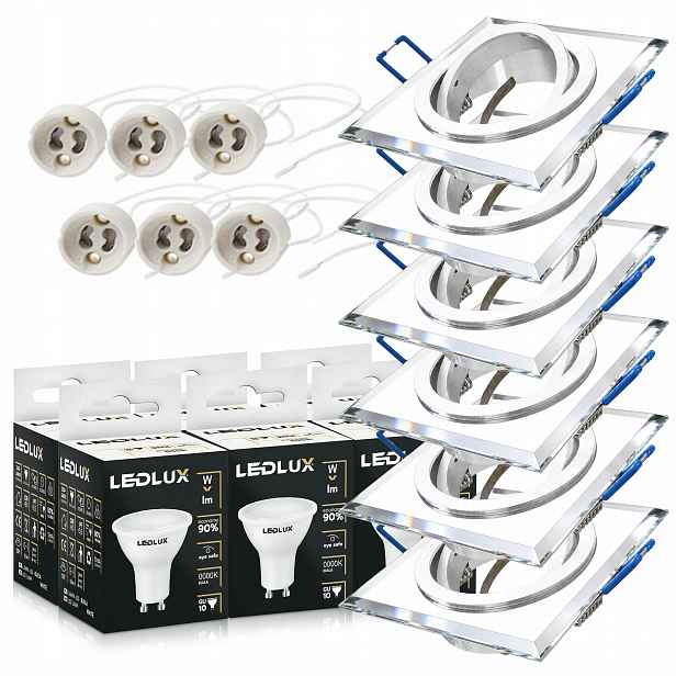 6x halogenová lampa Skleněná pohyblivá Led GU10 12W