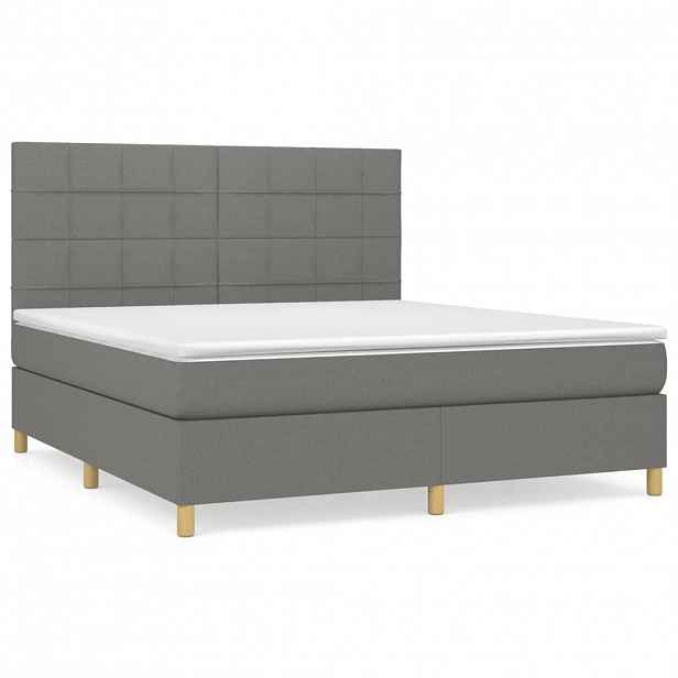 vidaXL Box spring postel s matrací tmavě šedá 160x200 cm textil