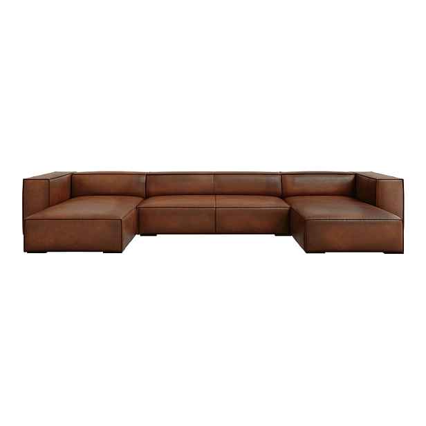Koňakově hnědá kožená rohová pohovka (do "U") Madame – Windsor & Co Sofas