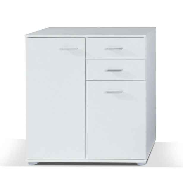 MASSENO KOMODA MICHELE, 71/75/35 cm s 2 zásuvkami a 2 dvířky, bílá