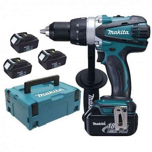 Makita - 18V AKU vrtací šroubovák, 3x aku Li-ion 3,0 Ah, nabíječka DDF458RF3J
