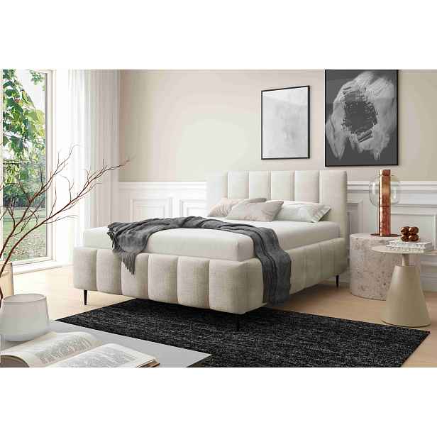 Manželská čalouněná postel 140x200 SERAFINA LEG - ecru 2