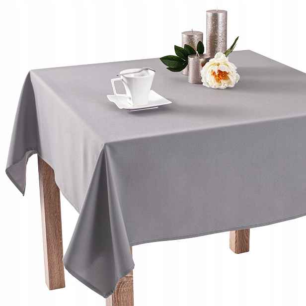 Polyesterový šitý ubrus O1 Emma Šedý 140x280 cm
