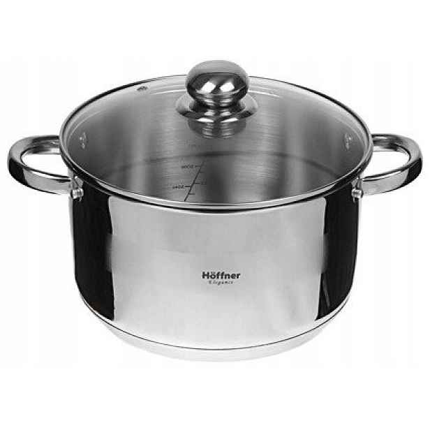 Stříbrný Hrnec s víkem 26 cm 8,2 l Ocel Hoffner