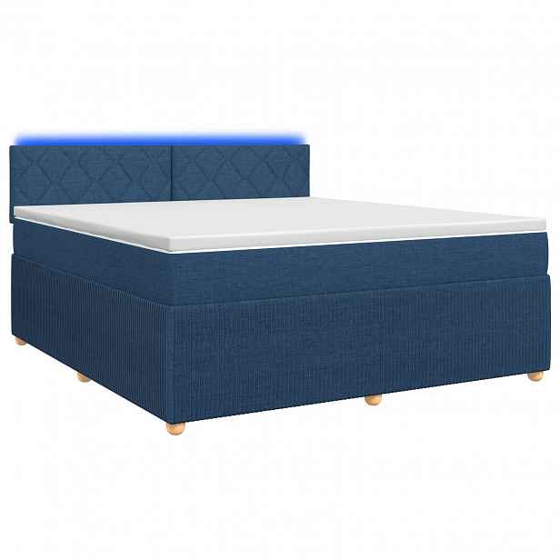 vidaXL Postel boxspring s matrací s čelo Modrá 180 x 200 cm Textil