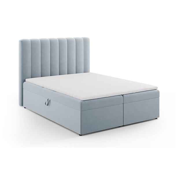 Světle modrá boxspring postel s úložným prostorem 160x200 cm Gina – Milo Casa