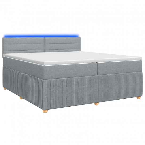 vidaXL Postel boxspring s matrací Světle šedá 200 x 200 cm Textil