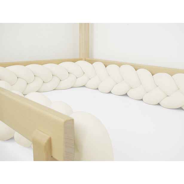 Benlemi Bavlněný mantinel pletený do copu ze 3 pramenů Zvolte barvu: Smetanová, Zvolte rozměr: 350 cm (3,5 metru)
