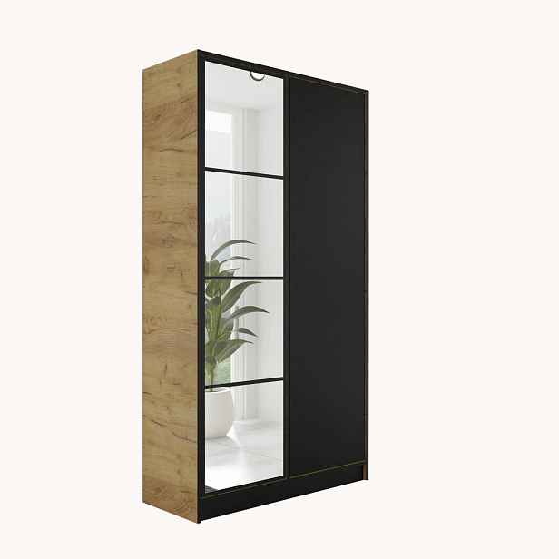 Kier Furniture ŠATNÍ SKŘÍŇ EDEN 2D v4 - 105x205x39 cm - Dub Craft, Černá