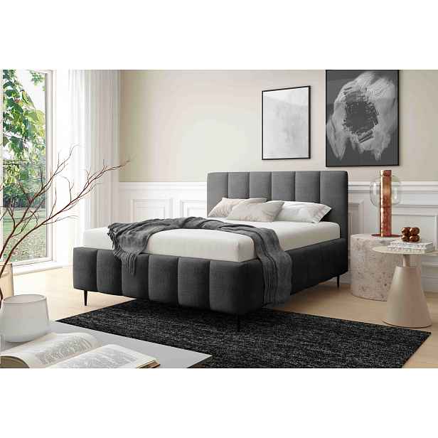 Manželská čalouněná postel 140x200 SERAFINA LEG - antracit