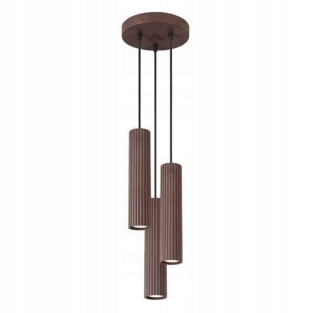 Sollux Lighting Karbon závěsná lampa hnědá vroubkovaná 3xGU10 10W