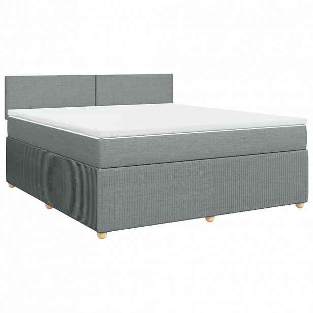 vidaXL Box spring postel s matrací světle šedá 180 x 200 cm textil