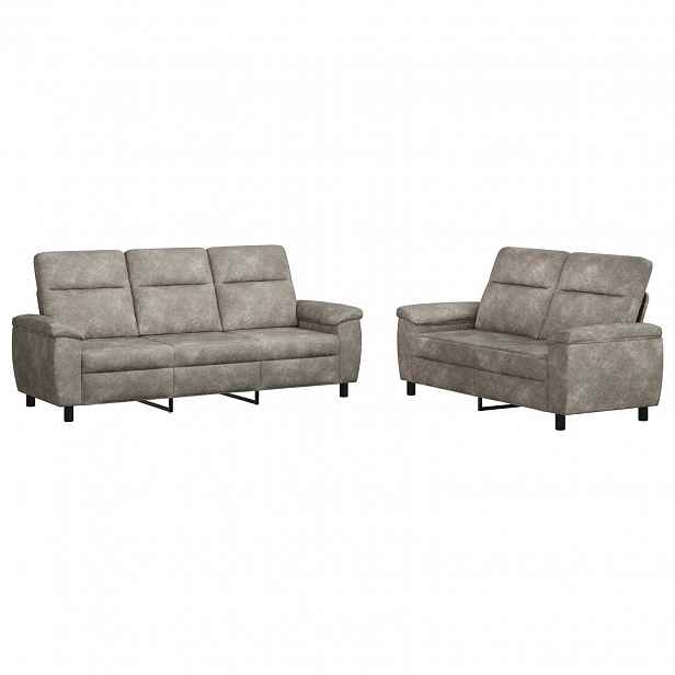 vidaXL Set pohovek 2 pcs Světle šedá Umělá semišová kůže