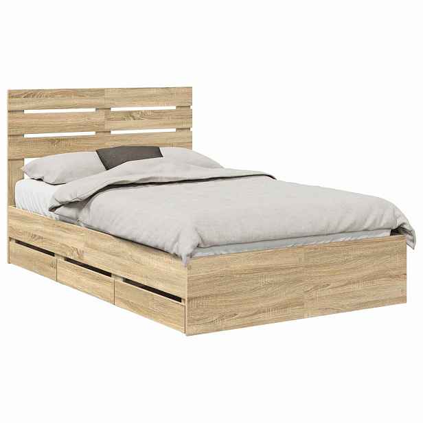 vidaXL Rám postele s čelo Sonoma dub 120 x 190 cm Inženýrské dřevo