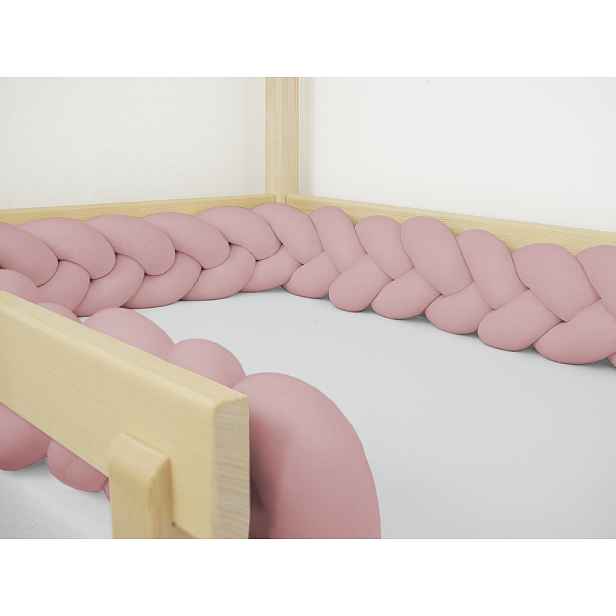 Benlemi Bavlněný mantinel pletený do copu ze 3 pramenů Zvolte barvu: Starorůžová, Zvolte rozměr: 350 cm (3,5 metru)