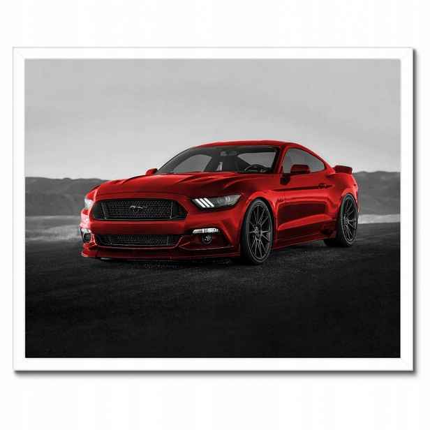 Plakáty v rámu 50x40 Červený Ford Mustang Usa