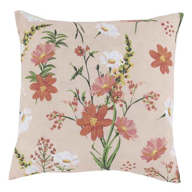 Růžový povlak na polštář s květy Aix Wild Flowers - 50*50 cm Chic Antique