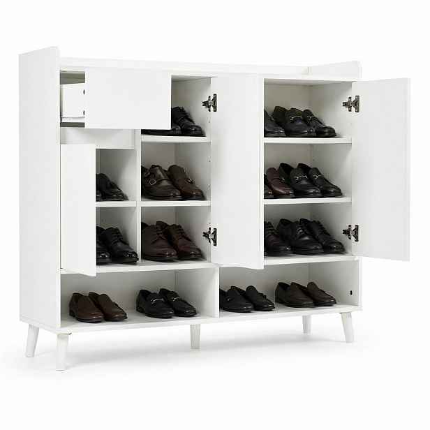 STILVORA KUCHYŇSKÁ SKŘÍŇ v bílé barvě se 4 dvířky a zásuvkou, do jídelny, obývacího pokoje a kuchyně, 120 × 35 × 99 cm