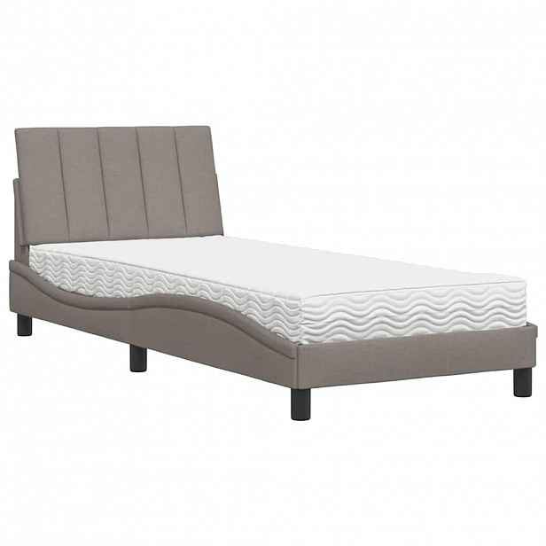 vidaXL Postel s matrací Hanko taupe 90 x 190 cm textil