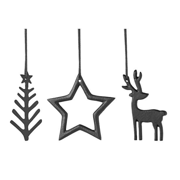 Villeroy & Boch Černé závěsné vánoční dekorace Christmas Chic, 3 ks 14-8677-7418