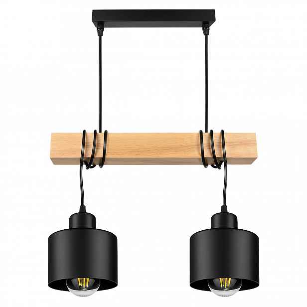 Závěsná stropní lampa Stropní Svítidlo Led Loft Dřevěný nosník Černý Převis