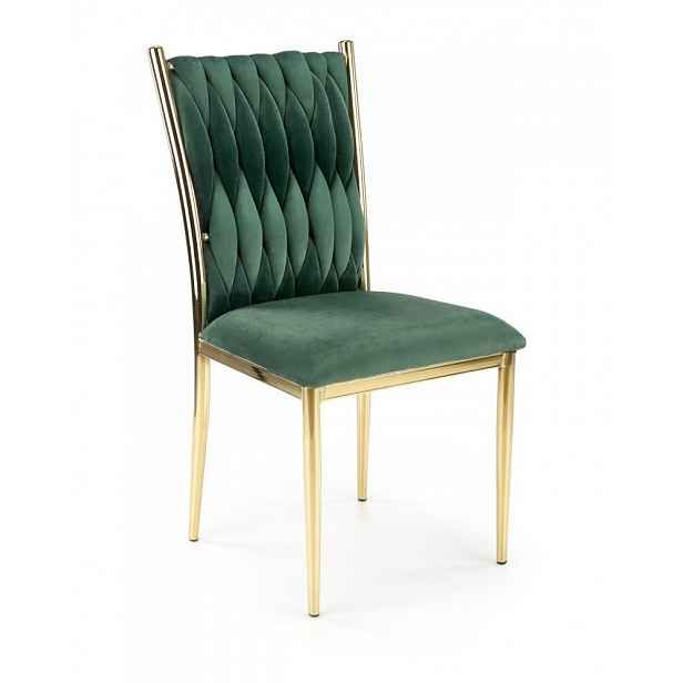 Jídelní židle samet / chrom Tmavě zelená - výška: 94 cm
