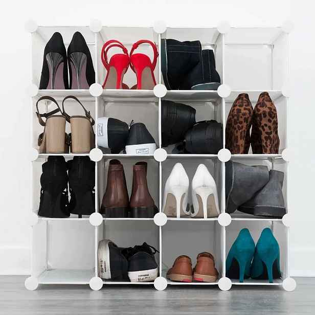 Modulární organizér Regál 16 Polic Kostek 80x80 cm Bílý Livivo