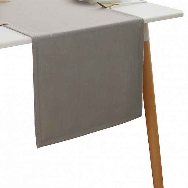 SHOPENTRA BĚHOUN na stůl, světle šedý, 40 x 180 cm, imitace lnu, vodoodpudivý a pratelný, dlouhá dekorace na jídelní stůl