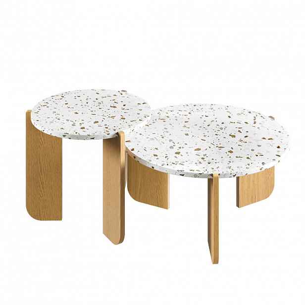 STILVORA SET KONFERENČNÍCH STOLŮ v přírodní barvě se sestavitelným designem do obýváku a na balkon, 70×70×35 cm