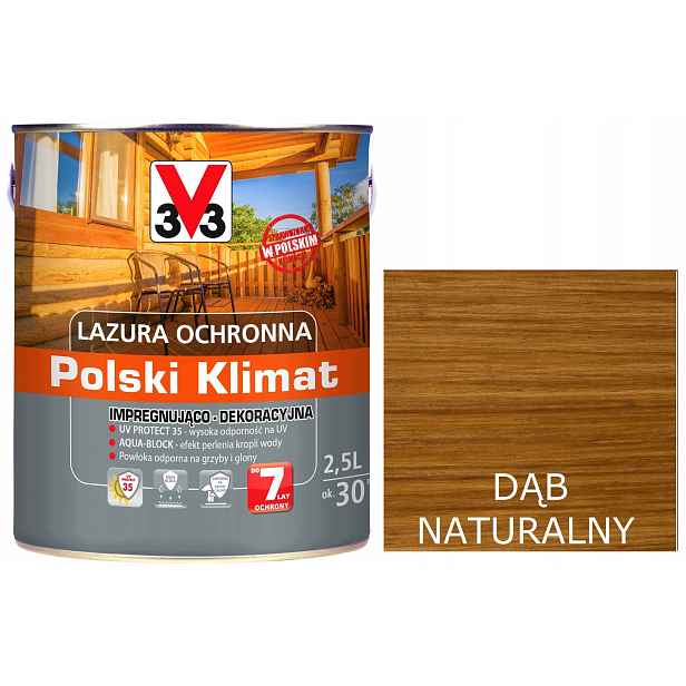 Lazura V33 Polský Klima 7 let Dub přírodní 2,5L
