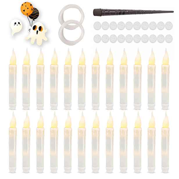 24 Ks Led svíčky s kouzelnou hůlkou, dálkové ovládání, plovoucí, závěsné na Halloween