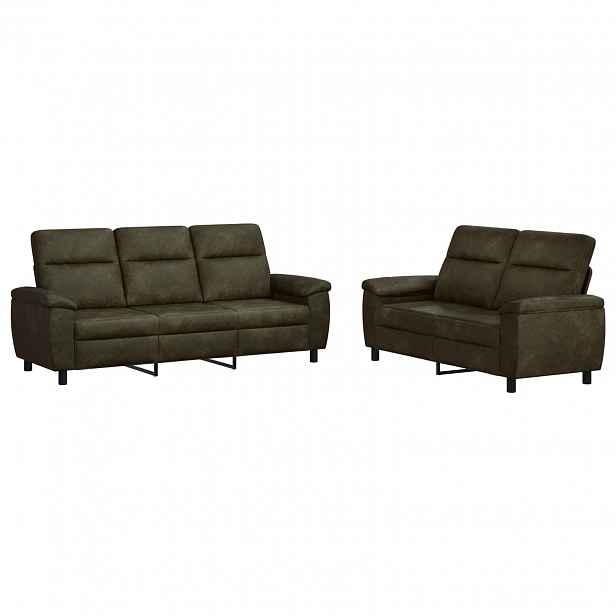 vidaXL Set pohovek 2 pcs Armádně zelená Umělá semišová kůže